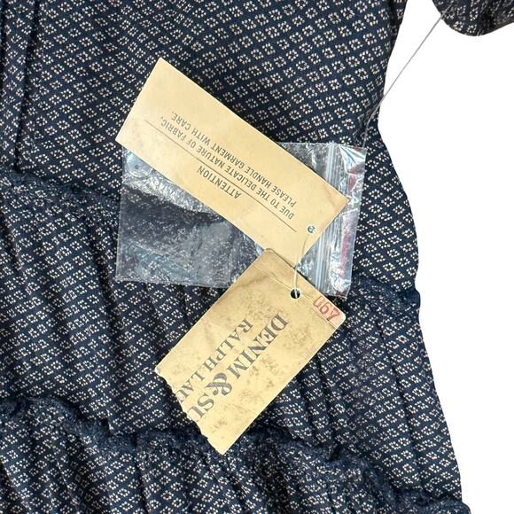 Denim & Supply Ralph Lauren Navy Blue White Long Sleeve Tiered Dress XL NEW Tag - Picture 6 of 13